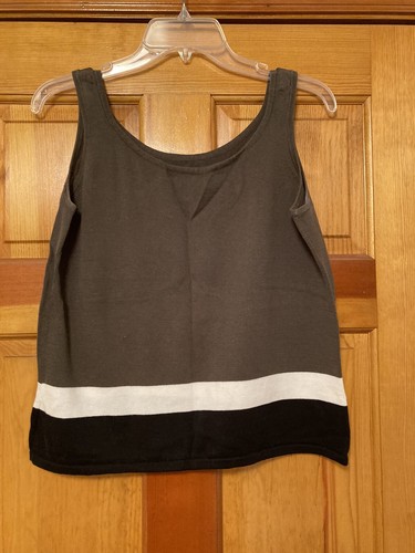 Eddie Bauer womans top tank size L Vintage Cotton knit green Stripe - Picture 4 of 10