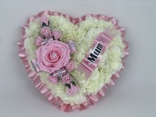 Heart Shaped Silk Artificial Funeral Flowers Wreath Memorial Grave Tribute Pink