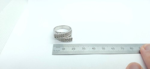14ct White Gold 0.55ct Diamond set double row cluster ring - Picture 16 of 19