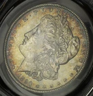 1890 Morgan Dollar PCGS MS-63 Blue & Crimson Obverse Toning