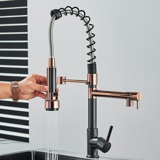 Rose Gold Black Kitchen Sink Faucet Pull Down Sprayer Single Handle Mixer Tap