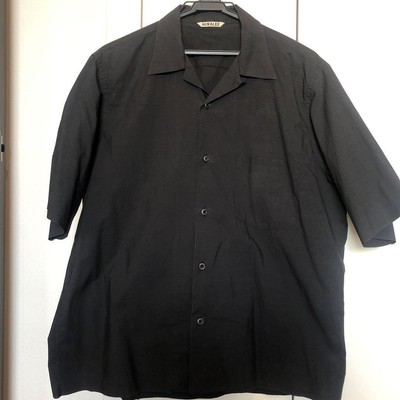Auralee Open Collar Shirt Ink Black 4 Used H/S Selvedge Weather 