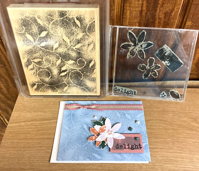 Stampin Up Lot of 2-Paint Prints-Fine Lace-7 Total Stamps-Card-Floral-Background