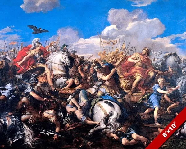 EPIC BATTLE OF ALEXANDER THE GREAT VS DARIUS PAINTING WAR ART REAL CANVAS  PRINT