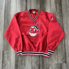 Vintage 90s Cleveland Indians Red Pullover Jacket Red Mens Med