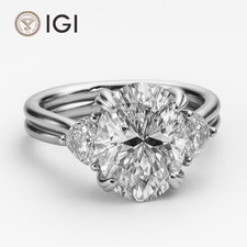 IGI 2.50 CT D VS2 Oval Cut Lab Grown Diamond Engagement Ring Platinum 900