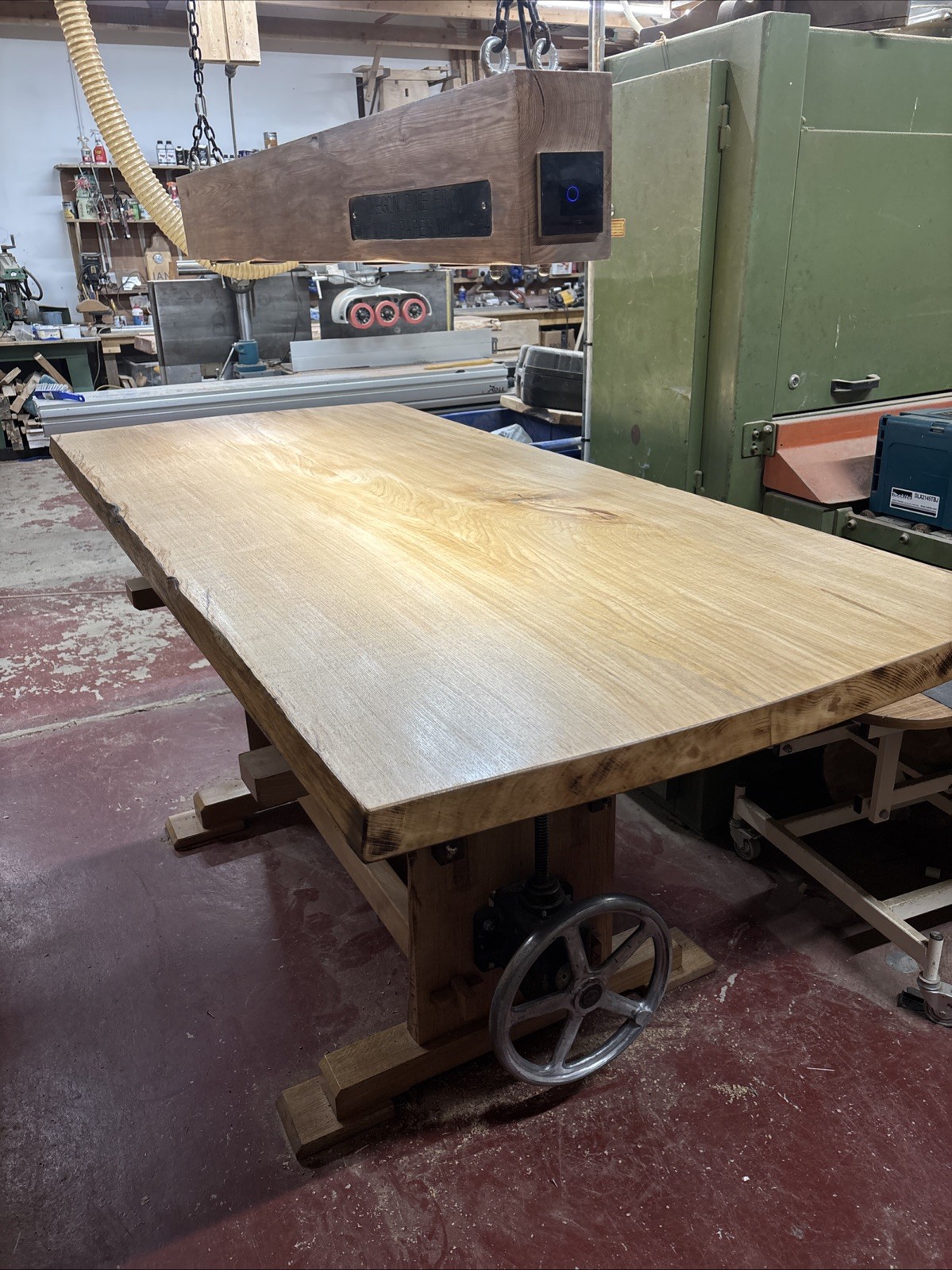 Solid Oak Dining Table Large. Adjustable Height. Scottish Oak.