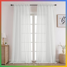 Sheer Curtains 2 Panels 84 Long Off White Voile Drapes Light Filtering Window Tr