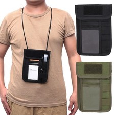 Tactical RFID Blocking ID Card Credit Organizer Hook Loop Holder W/ Neck Lanyard