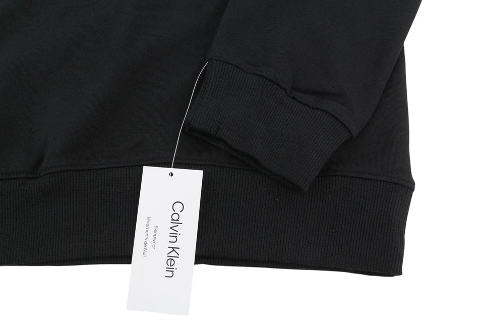 CALVIN KLEIN Homme Sweatshirt XL Noir Enfilable Col Rond Brodé Logo Devant - Photo 4/4