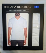Banana Republic Essential Men's White V-Neck 3-pack shirts size Large