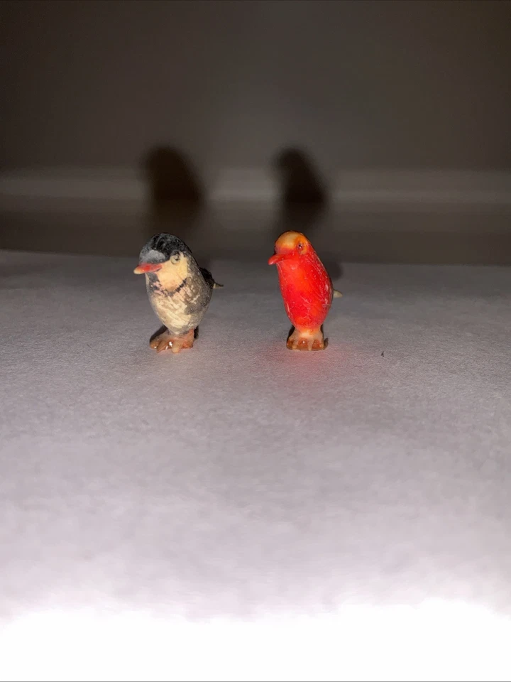 Estatuilla decorativa vintage colorida de pájaro pequeño adorno conjunto de 2 pájaros! Foto 2 de 4