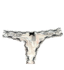 Victoria's Secret Dream Angels Lace-Trim Thong Panty White Cross Dye Lace