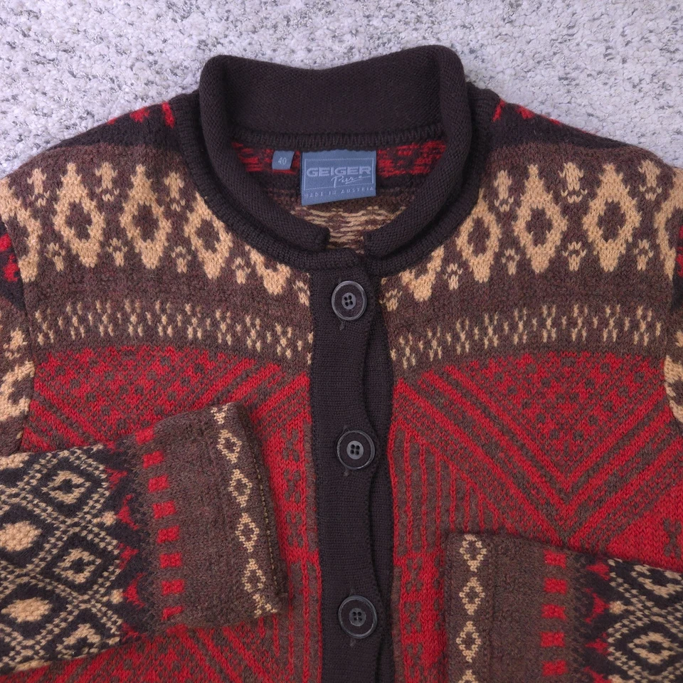 Кардиган Geiger свитер женщин маленький шерсти геометрический рулон шеи винтажный Австрия - Изображение 3 из 4