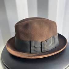 Vintage Champ Dark Brown Feel The Felt Fedora Hat Kasmir 7 1/8