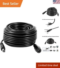 Black 10M DC Power Cable for Security Cameras - Reliable 12V Connection
