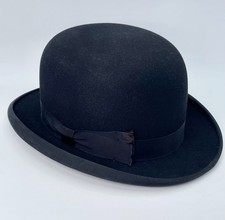 Black Vintage Mertz Habit Makers 5th Ave New York Felt Bowler Derby Hat 6 7/8