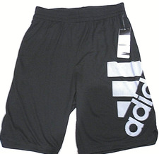 NWT ADIDAS RUNNING SHORTS BOYS Size LG -14/16 Black Lined Reflective