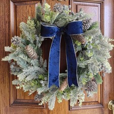 Winter Wreath for Front Door Christmas Flocked Evergreen Elegant Holiday Porch