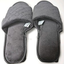 Joyspun Black Women's Quilted Slip On Single Band Slide Slippers, 11 Wide--New