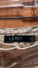 Lauren Ralph Lauren Tan 100 Linen Wide Leg Pants Lined Size 14 0020