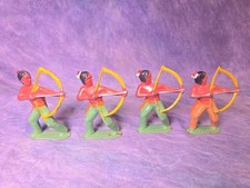 4 Vintage Barclay Manoil Lead Indian Archers Bow Arrow Western Dimestore Figures