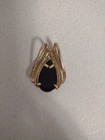 14k yellow gold & Pear Shaped Onyx Sliding Pendant 7g Vintage  — photo 2