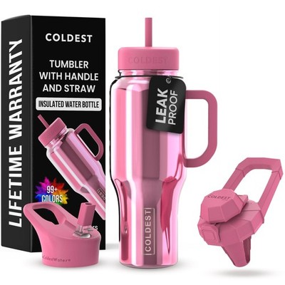 Coldest Tumbler with Handle and Straw - 100% Spill Proof Tumbler with Straw (