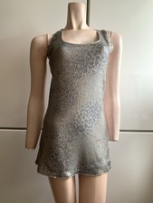 Silver Sequin Mini Dress Top Metallic Sparkle Party Clubwear Size M