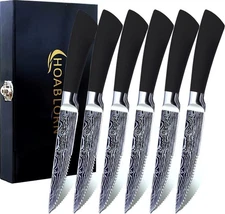 Knife Set with Block Wooden Boxed Steak Knife Set 6Pcs Serrated Steak Knife S