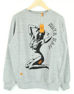 Gute Gene Herren Sweatshirt L Space Dye Mata Hari Gedruckt Grau Melange Rundhals