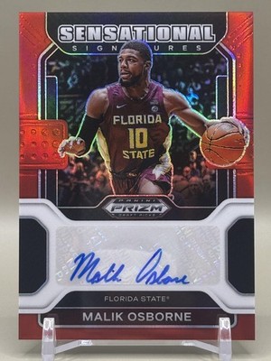 2022 Prizm Draft Picks Malik Osborne Sensational Signatures Red /199 - FSU
