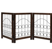 Freestanding Pet Gate for Dogs Foldable Wooden Indoor Dog Gate, 72" W x 18"...