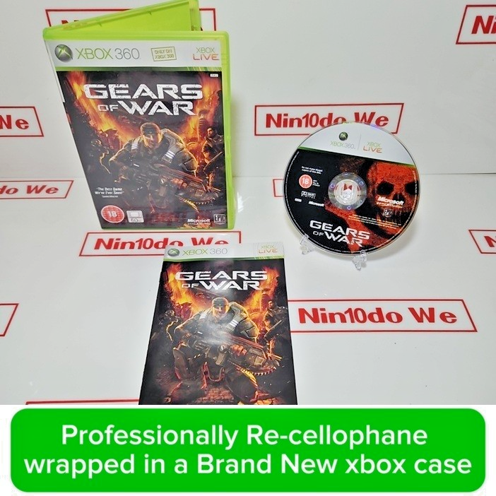Gears of War (Xbox 360) *NEAR MINT* PROFESSIONALLY RE-WRAPPED IN A REPLACED CASE