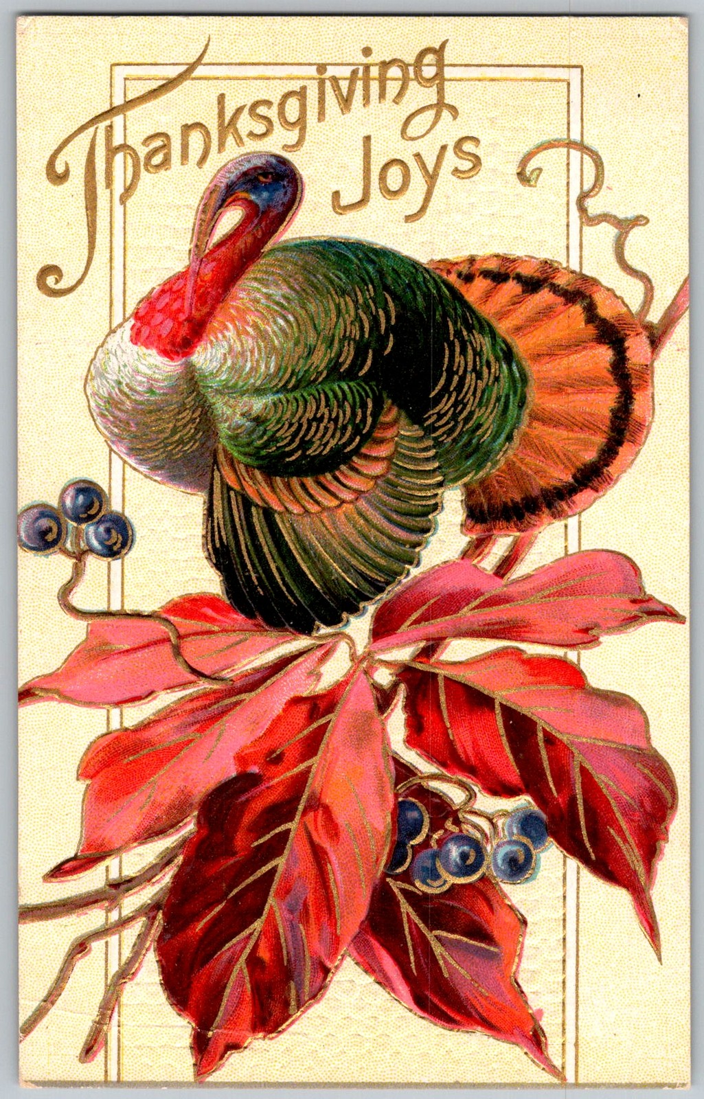 Antique Postcard Thanksgiving Turkey Greeting 1910s