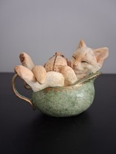 Country Artists 'The Owl & the Pussycat' #02829 Cat & Owl in Jug Resin Figurine