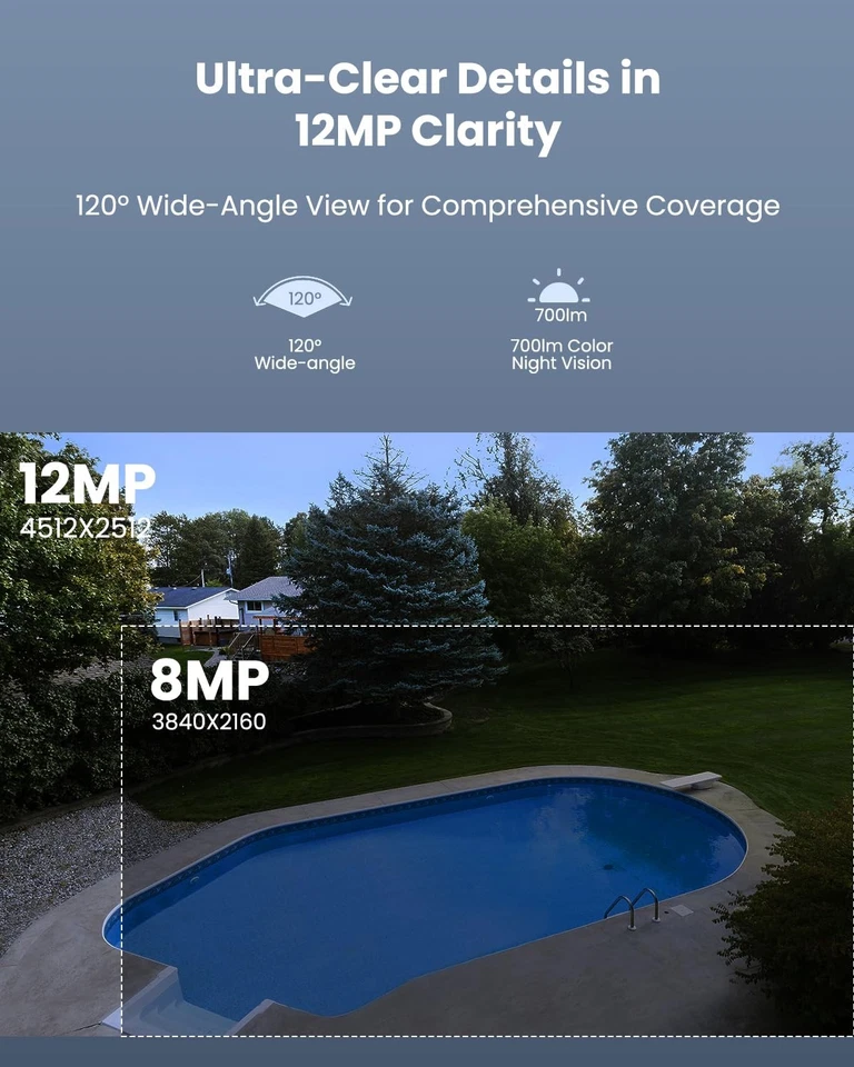 12MP PoE IP Camera Outdoor, Bullet Surveillance Cameras for Home Security, Sm... - Image 2 of 4