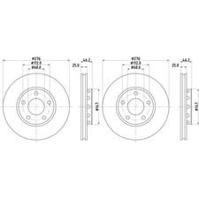 2x HELLA PAGID BREMSSCHEIBEN Ø276mm VORNE passend für AUDI 100 200 QUATTRO 53941