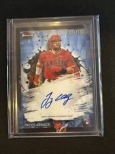 🔥Trey Cabbage 2024 Topps Finest Sky Blue Refractor RC Auto 075/150 Angels