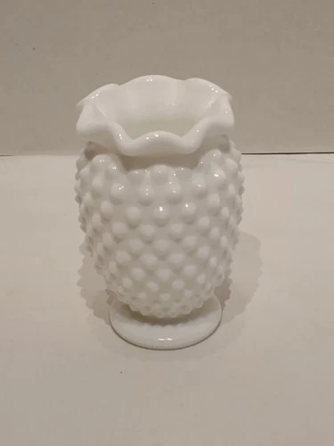 Vintage Fenton White Milk Glass Hobnail Toothpick Holder