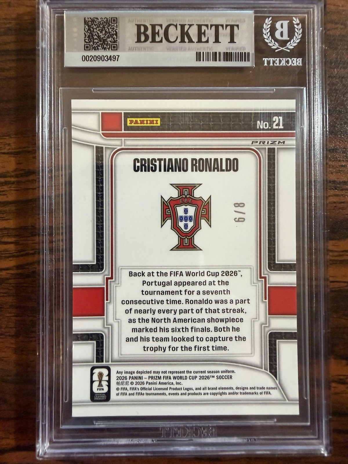 Ronaldo Panini Prizm 2026 FIFA World Cup Scorers Club Blue Shimmer /8 #21 🔥🔥🔥 view 2