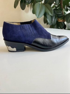 Toga Pulla Stiefeletten Leder und Wildleder navy blau mit Metallabsatz
