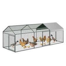 Large Metal Chicken Coop Chicken Runs W/ Waterproof and Anti-UV Cover Portable