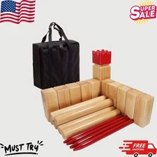 Wooden Number Block Toss Game Set with Carry Bag for Outdoor Fun