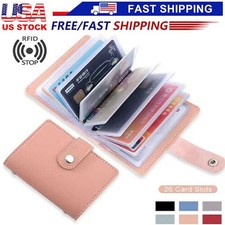 RFID Blocking ID Credit Card Holder 26 Cards Slim PU Leather Pocker Case Wallet