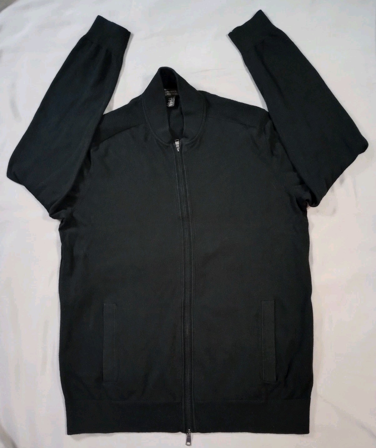 Banana Republic Sweater Mens Large Black Zip Up Jacket Pima Cotton Cashmere