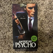 American Psycho 6pc Lapel Pin Set Bioworld + DVD + Custom Business Card