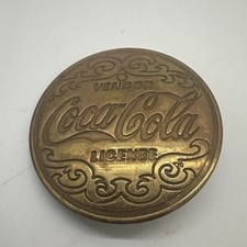 Coca-Cola Brass Vendor License Round Badge Pin Advertising