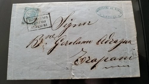 FANTASTIC LETTER NAPLES 1868 ITALIAN POSTAL STEAMSHIPS FOLDER ON FDC-TEXT