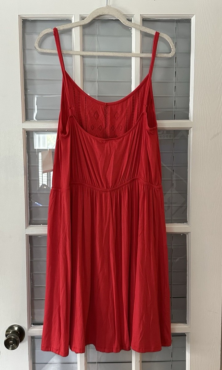 NWT Deb Women's 3XL Coral Red Drawstring Waist Embroidered